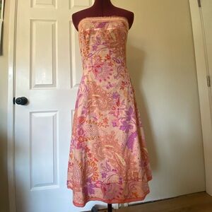 Pink Paisley Strapless Sequin Dress